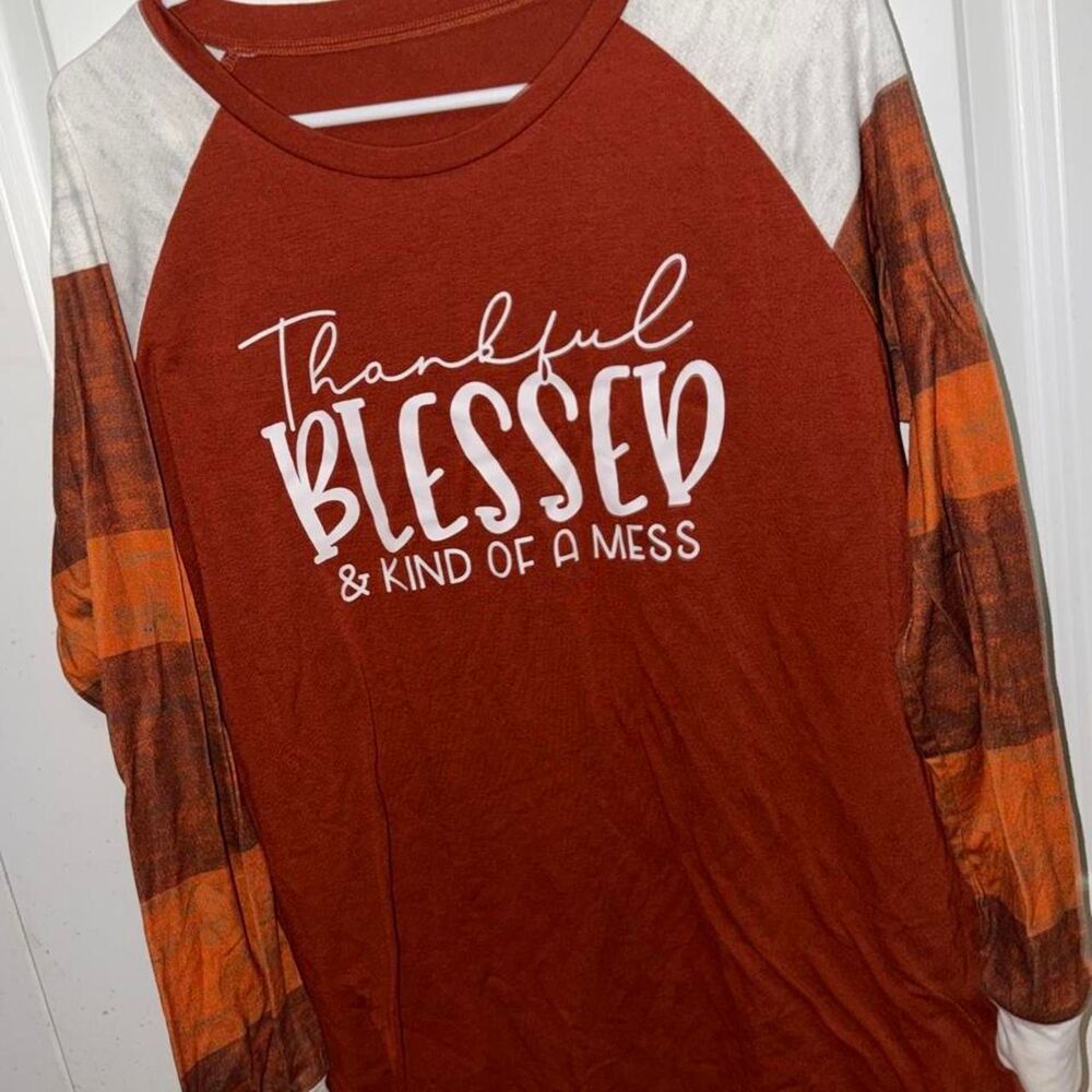 Unbranded Women's Orange and Brown Shirt